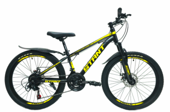 Велосипед скоростной (M)  24" STANT MD4000 рама 12", 21 ск, черный/желтый