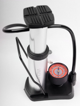 Насос ножной мини Vinca Sport, Манометр, 85psi (6 бар), авто/вело ниппель, алюм., игла для мяча, 