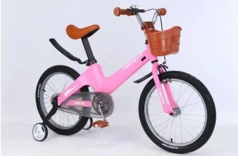 Велосипед детский с доп колесами (М) Time Try  18" TT5004 рама Магний цвет розовый