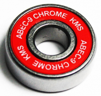 Подшипник на самокат, Abec-9, высокое качество, пластиковый пыльник, красного цвета, лого "KMS".