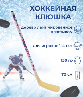 Хоккейная клюшка STC mini 70см для маленьких деревянная Прямой загиб  