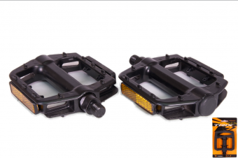 Педали TRIX PLATFORM алюминиевые, 107x98мм, резьба 1/2", с шипами, черные