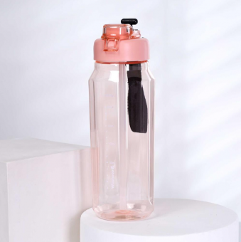 Бутылка для воды 1000 ml Вуухууу-Woohooo / Пищевой PP  Розовый