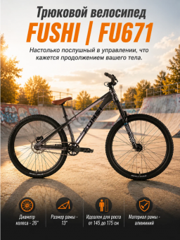 Велосипед трюковой MTB Time Try Fushi 26" FU671  рама 13 алюминий черный